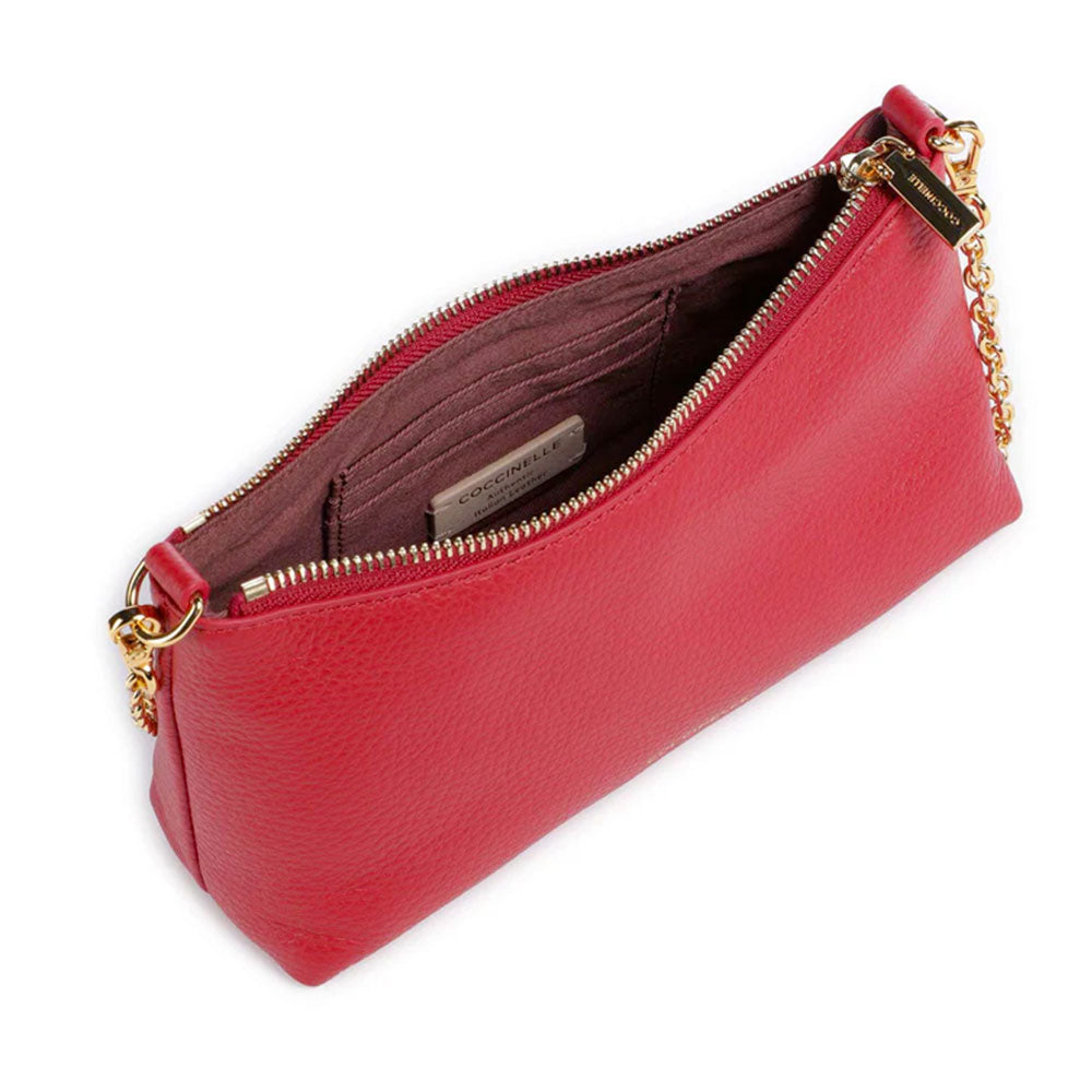 Damen-Schultertasche COCCINELLE aus rotem Leder Modell Aura