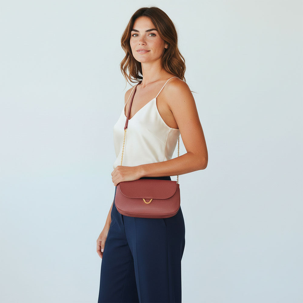 Borsa Donna Mini a Tracolla COCCINELLE in Pelle Brandy Linea Dew