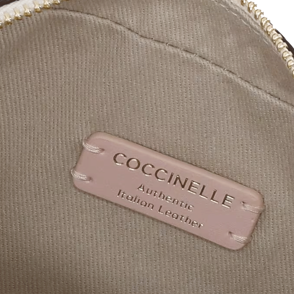 Borsa Donna a Tracolla COCCINELLE Linea Tebe Colore Laurel Green - Lambskin White - Fondant Brown