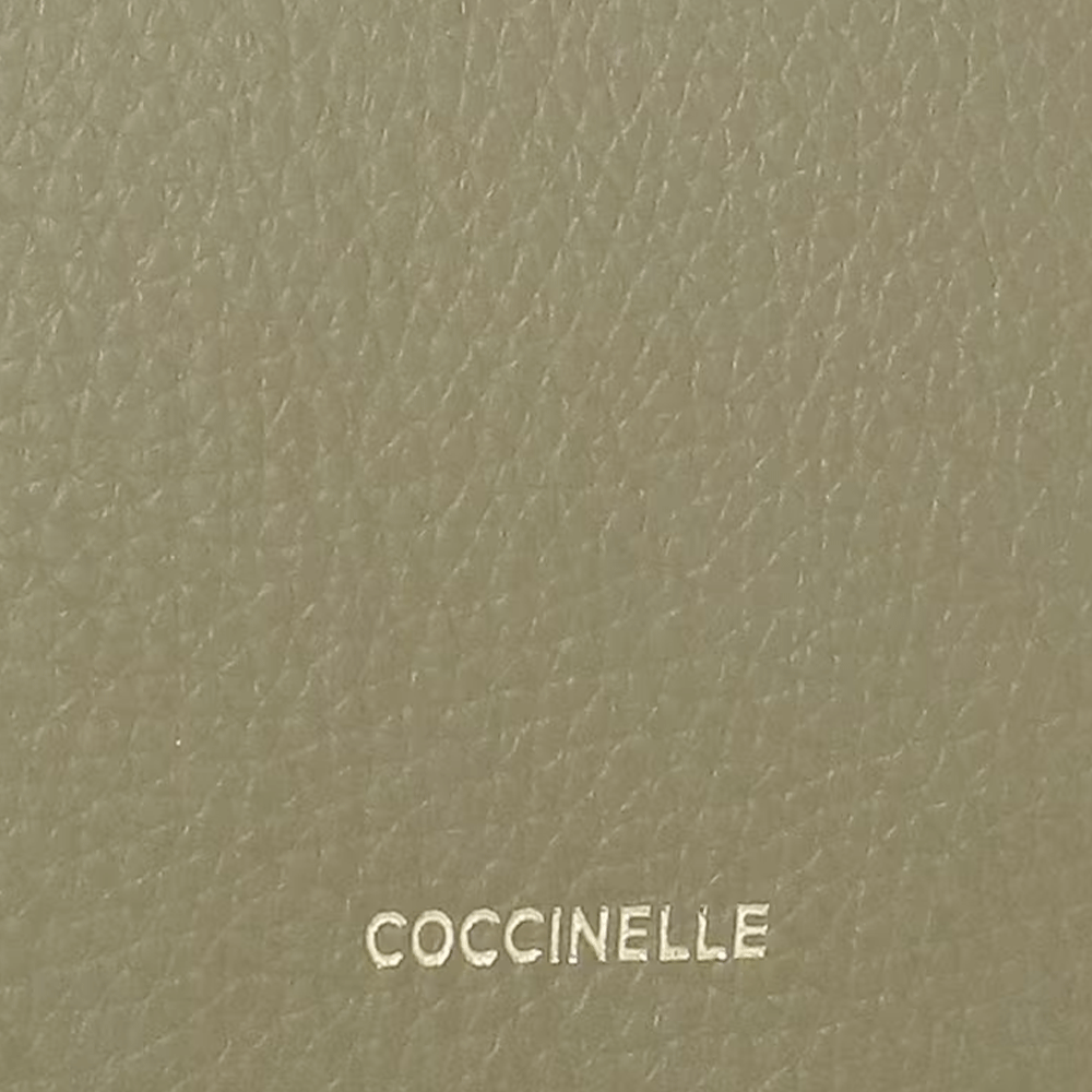 Borsa Donna a Tracolla COCCINELLE Linea Tebe Colore Laurel Green - Lambskin White - Fondant Brown