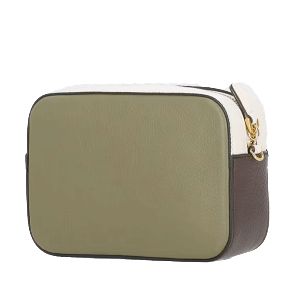 Borsa Donna a Tracolla COCCINELLE Linea Tebe Colore Laurel Green - Lambskin White - Fondant Brown