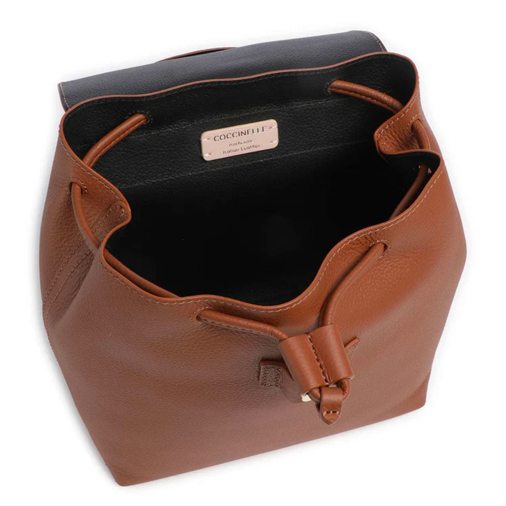 Zaino Donna COCCINELLE in Pelle Linea Nikla Mini colore Cognac - Nero