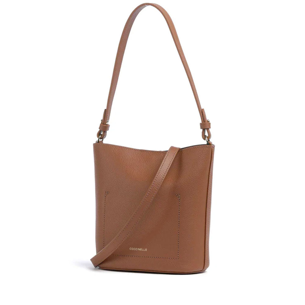 Damen-Schultertasche COCCINELLE Modell Nikla Mini in Cognac-Schwarz