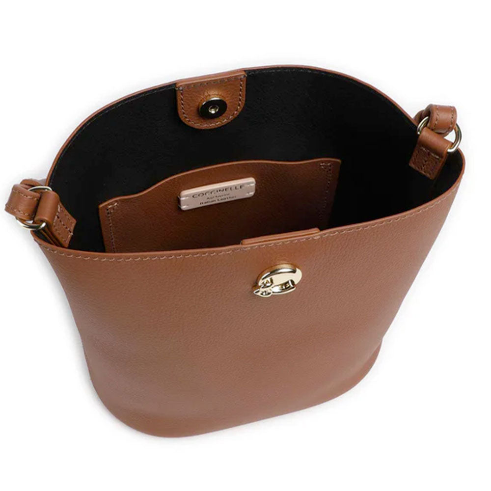 Damen-Schultertasche COCCINELLE Modell Nikla Mini in Cognac-Schwarz