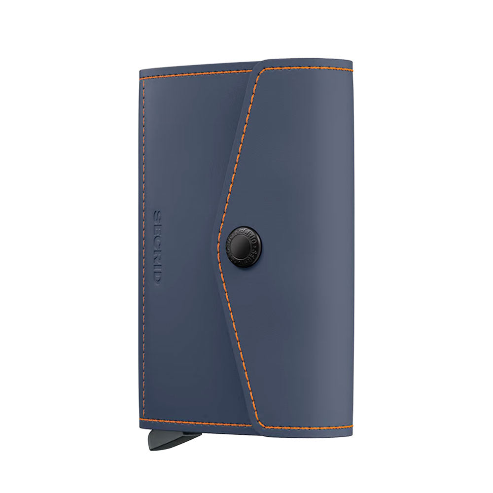 Porta Carte con Clip SECRID linea Envelope Matte in Pelle Nightblue e Orange con RFID