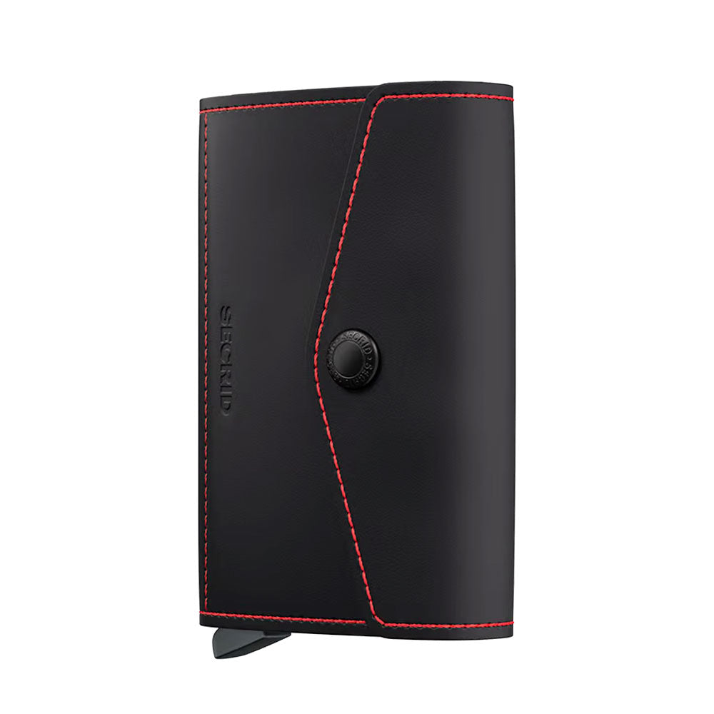 Porta Carte con Clip SECRID linea Envelope Matte in Pelle Black e Red con RFID