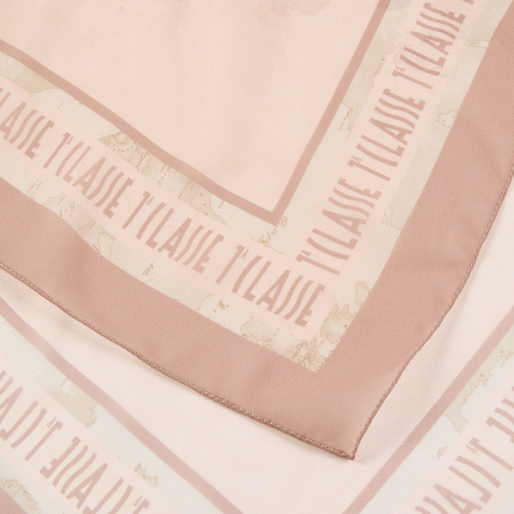 Foulard 90 x 90 cm 1A Classe Alviero Martini linea Logo Cornice Nocciola F132