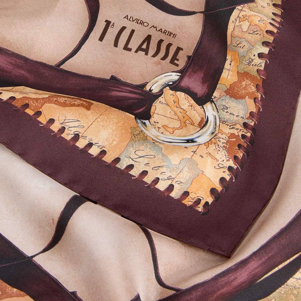 Foulard in Seta 70 x 70 cm 1A Classe Alviero Martini linea Geo Selleria Bordeaux F136