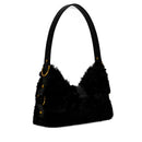Borsa Donna Hobo a Spalla GUESS Linea Camden Colore Nero in Pelliccia Sintetica