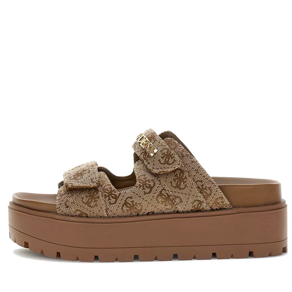 Ciabatte Donna GUESS Linea Faxon Colore Beige - Brown con Doppia Fascia