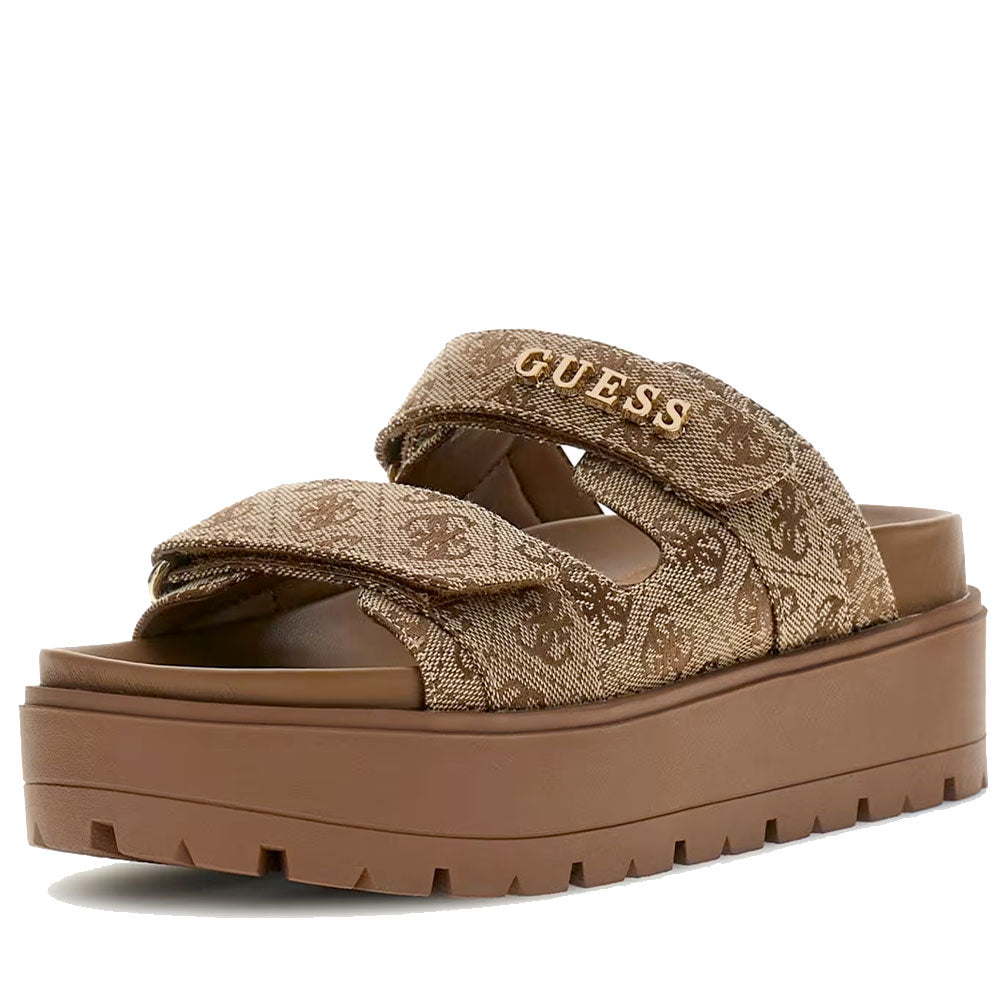 Ciabatte Donna GUESS Linea Faxon Colore Beige - Brown con Doppia Fascia