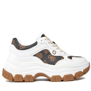 Women's GUESS Sneakers Brecky in White and Brown