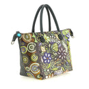 Borsa Donna a Mano con Tracolla GABS G3 PLUS Medium in Pelle stampa Ricamo Fiore Verde