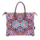 Borsa Donna a Mano con Tracolla GABS G3 PLUS Medium in Pelle stampa Ricamo Fiore Fuxia