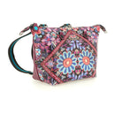 Borsa Donna a Mano con Tracolla GABS G3 PLUS Medium in Pelle stampa Ricamo Fiore Fuxia