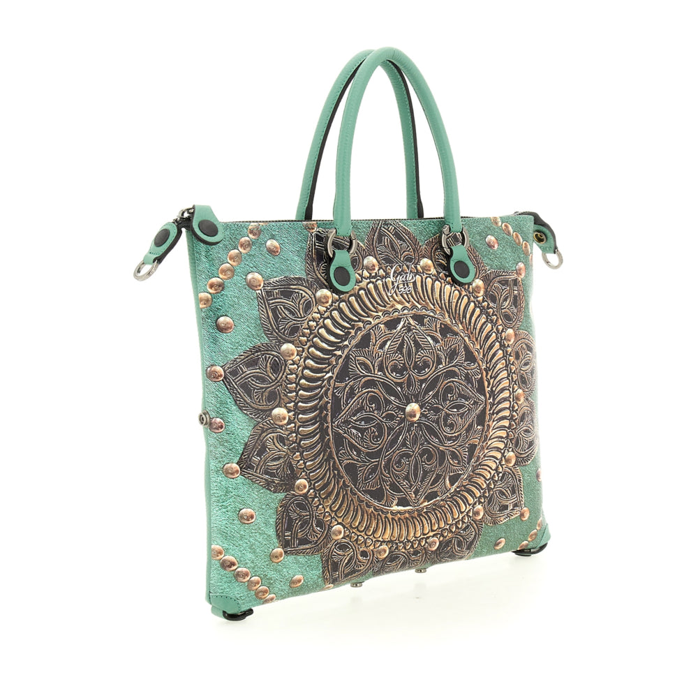Damen-Henkeltasche mit Umhängeriemen GABS G3 PLUS Large aus geprägtem Leder Rosone