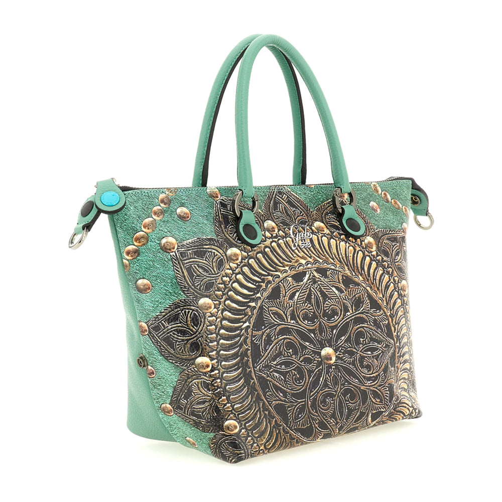 Damen-Henkeltasche mit Umhängeriemen GABS G3 PLUS Large aus geprägtem Leder Rosone