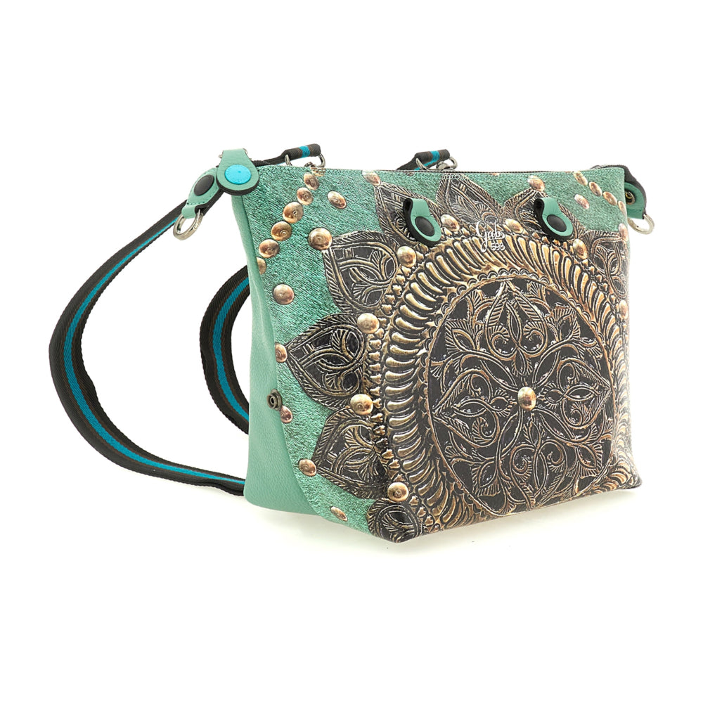 Damen-Henkeltasche mit Umhängeriemen GABS G3 PLUS Large aus geprägtem Leder Rosone