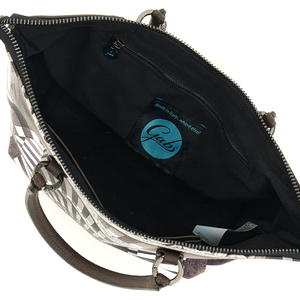 Borsa Donna a Mano con Tracolla GABS G3 PLUS Medium in Pelle stampa Portone B/N