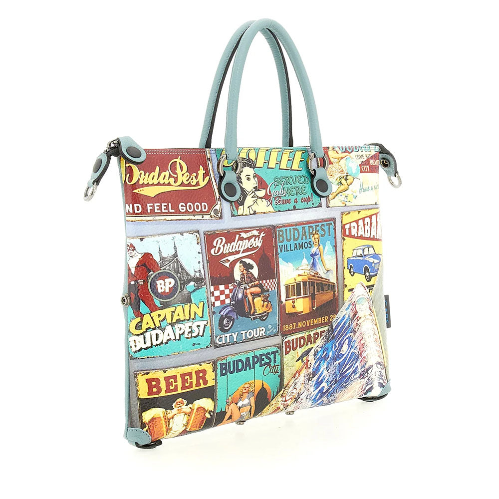 Borsa Donna a Mano con Tracolla GABS G3 PLUS Large in Pelle stampa Budapest