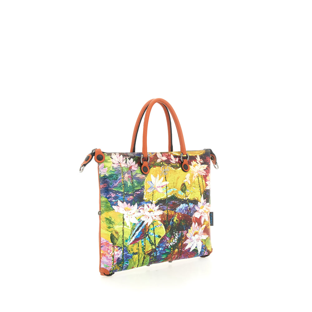 GABS G3 PLUS Trip Damenhandtasche mit Schultergurt aus bedrucktem Leder mit impressionistischen Blumen in Fiera Large