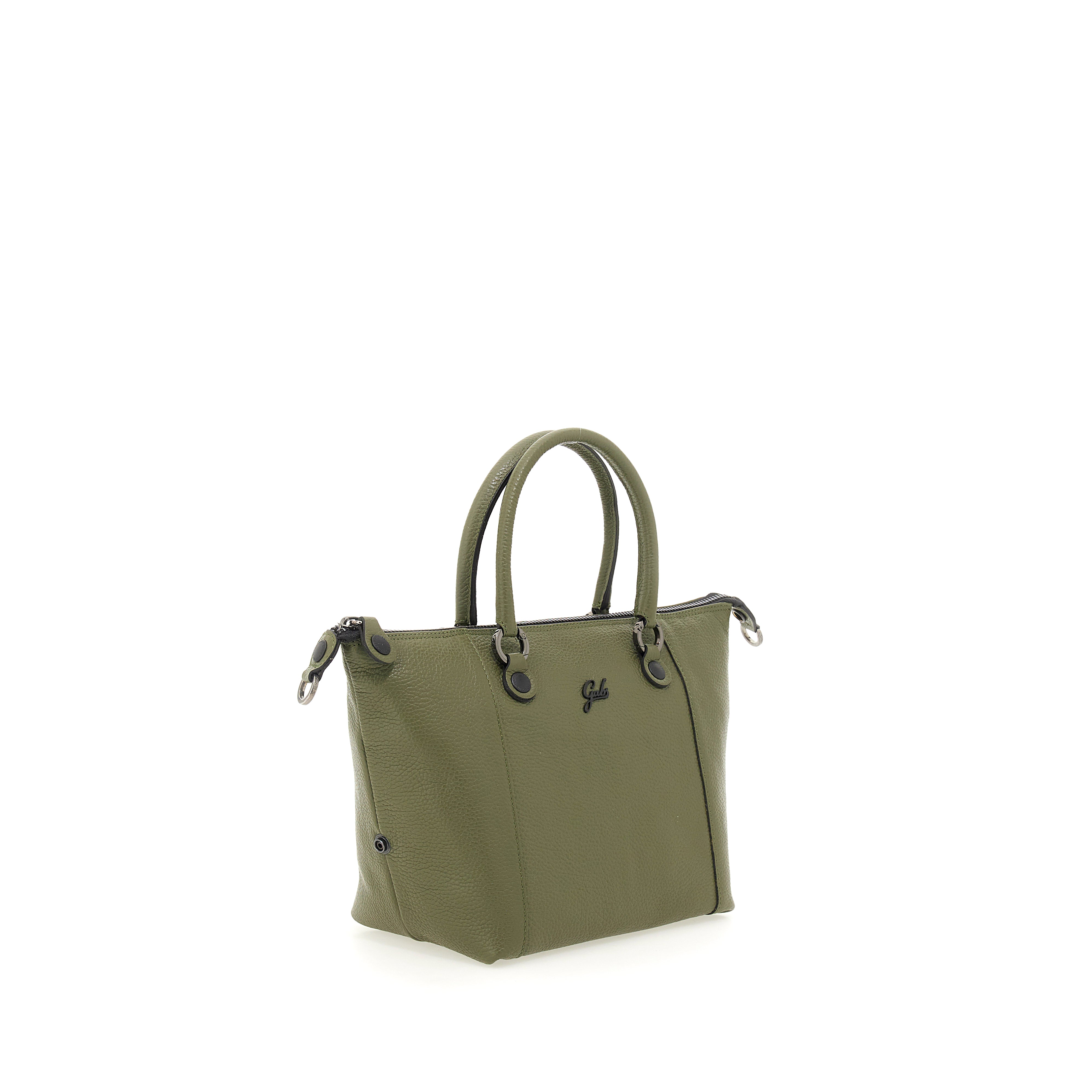 Borsa Donna a Mano con Tracolla GABS G3 PLUS in Pelle Martellata Verde Militare Large