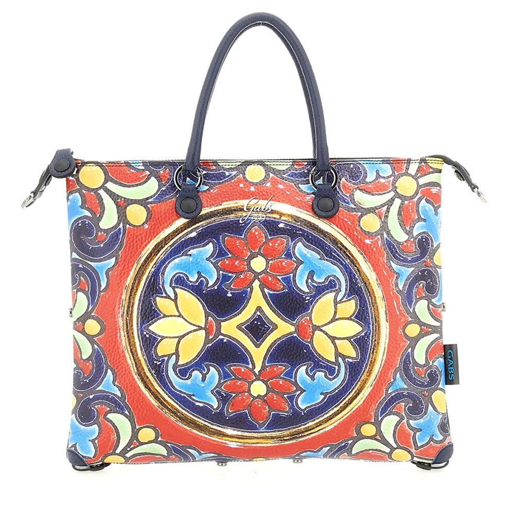 Borsa Donna a Mano con Tracolla GABS G3 PLUS Large in Pelle stampa Maioliche