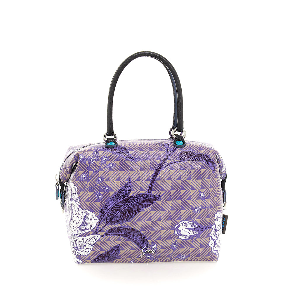 GABS G3 PLUS Damenhandtasche mit Schultergurt aus rosa Toni Glicine Large bedrucktem Leder