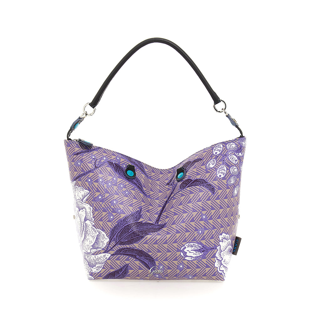 GABS G3 PLUS Damenhandtasche mit Schultergurt aus rosa Toni Glicine Large bedrucktem Leder