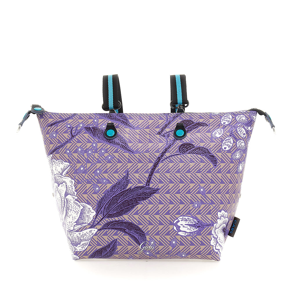 GABS G3 PLUS Damenhandtasche mit Schultergurt aus rosa Toni Glicine Large bedrucktem Leder