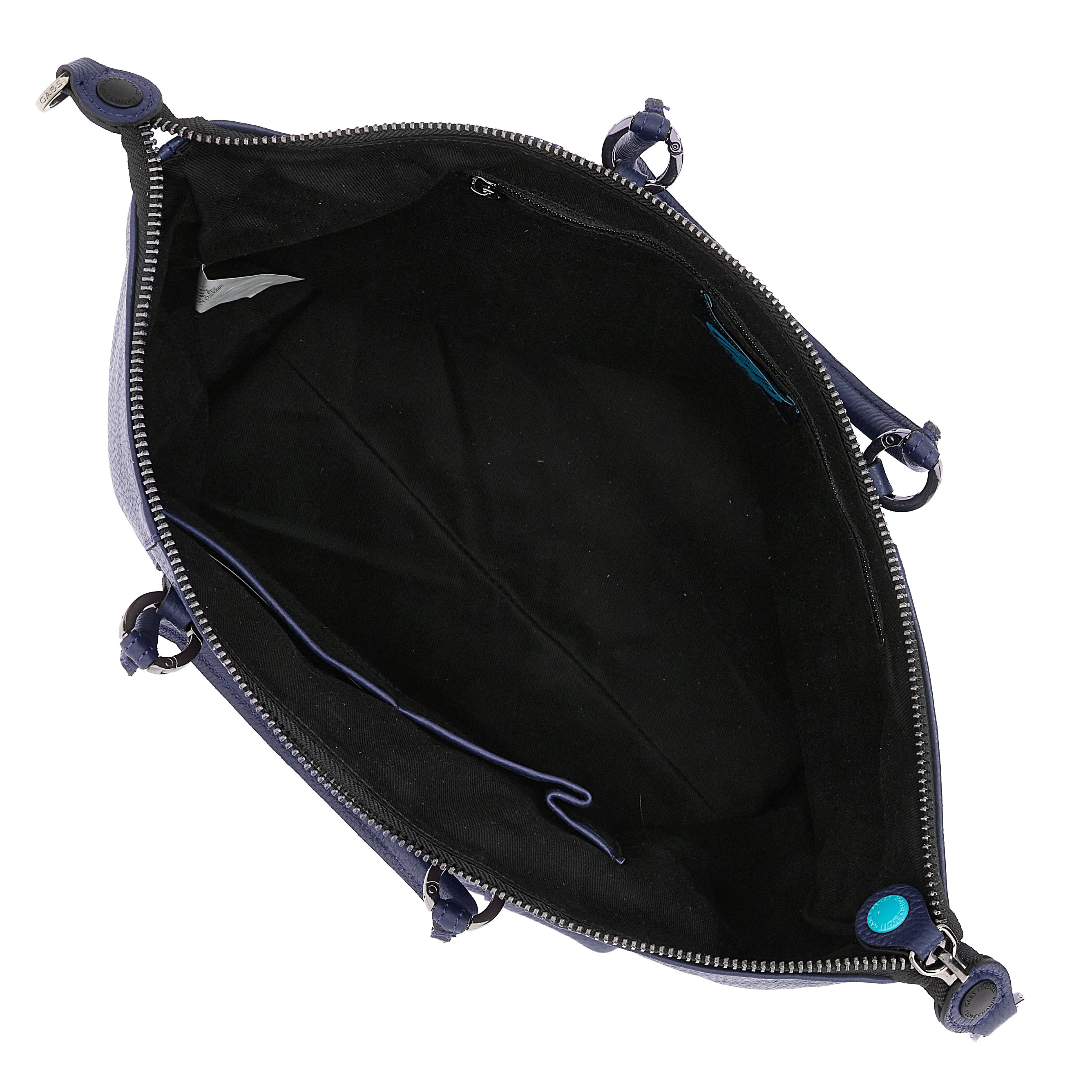 GABS G3 PLUS Damenhandtasche mit Schultergurt aus mittelblauem gehämmertem Leder