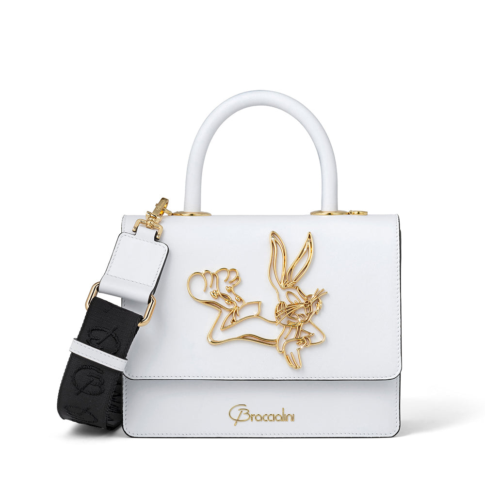 Borsa Donna a Mano BRACCIALINI linea Audrey Bugs Bunny in Pelle Bianca