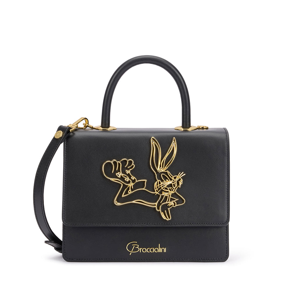 Borsa Donna a Mano BRACCIALINI linea Audrey Bugs Bunny in Pelle Nera