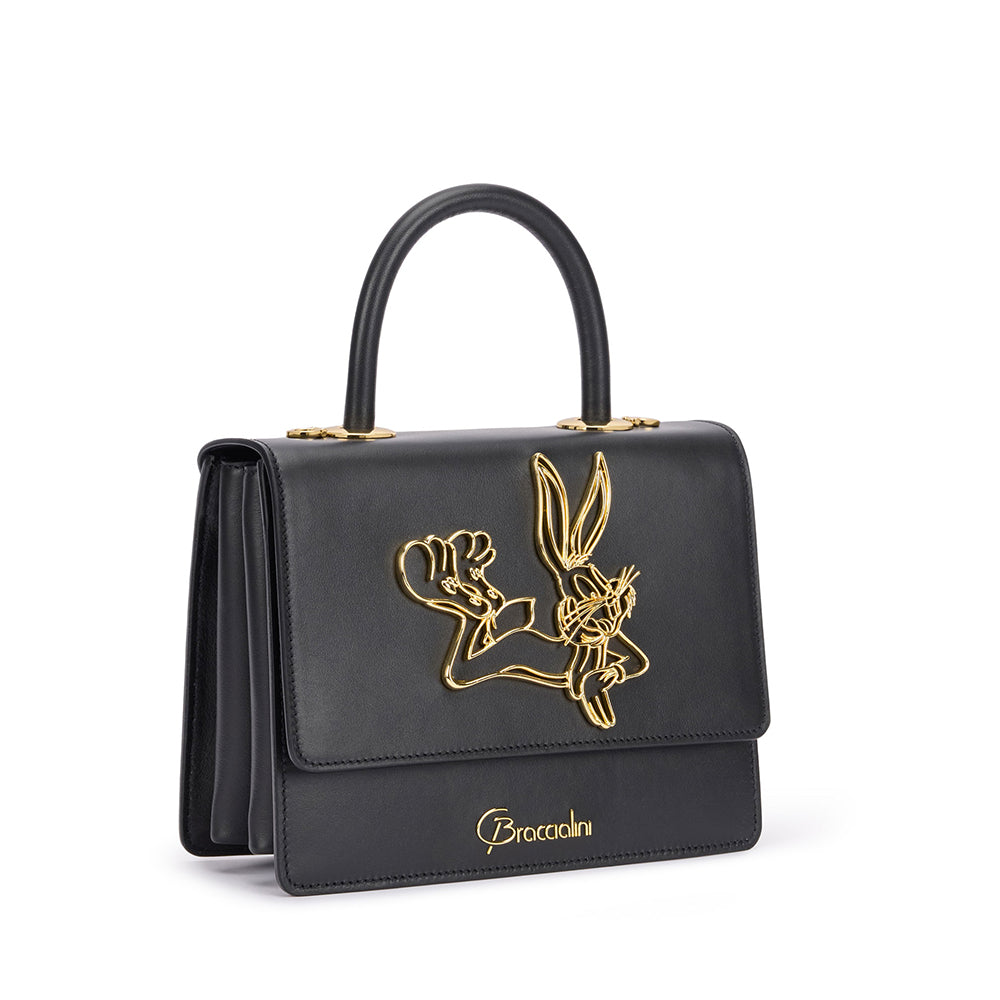 Borsa Donna a Mano BRACCIALINI linea Audrey Bugs Bunny in Pelle Nera