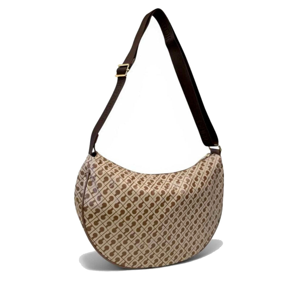 Borsa Donna Mezzaluna GHERARDINI in Tessuto Softy colore Tabacco - Burro