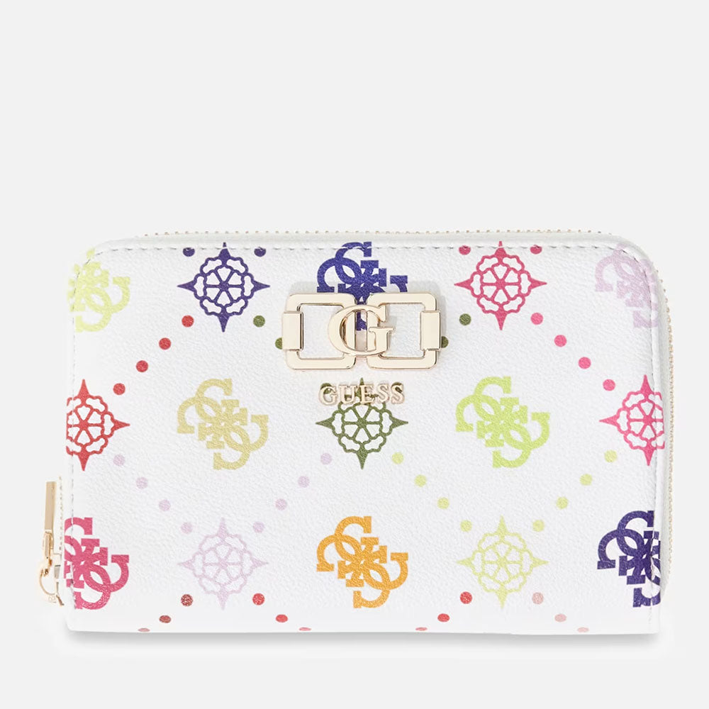Portafoglio Donna GUESS Chiuso con Zip Linea Emelie Colore Multi Logo Misura Media