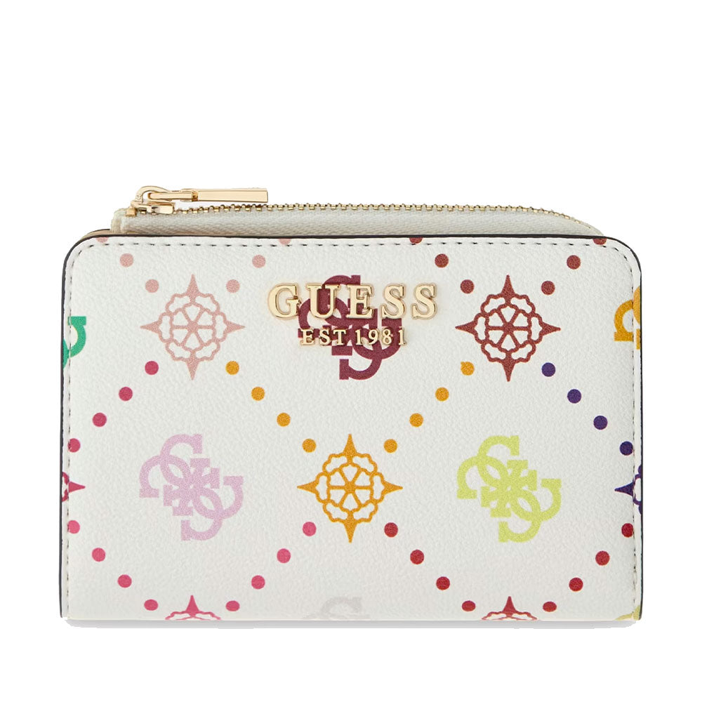 Portacarte Piccolo GUESS Chiuso con Clip Linea Emelie Colore Multi Logo