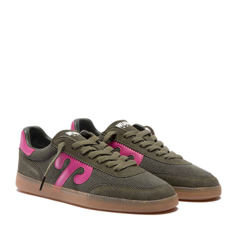 Sneakers Donna WUSHU RUYI Gong 76 in Suede Nylon e Pelle Oil Green e Fuxia