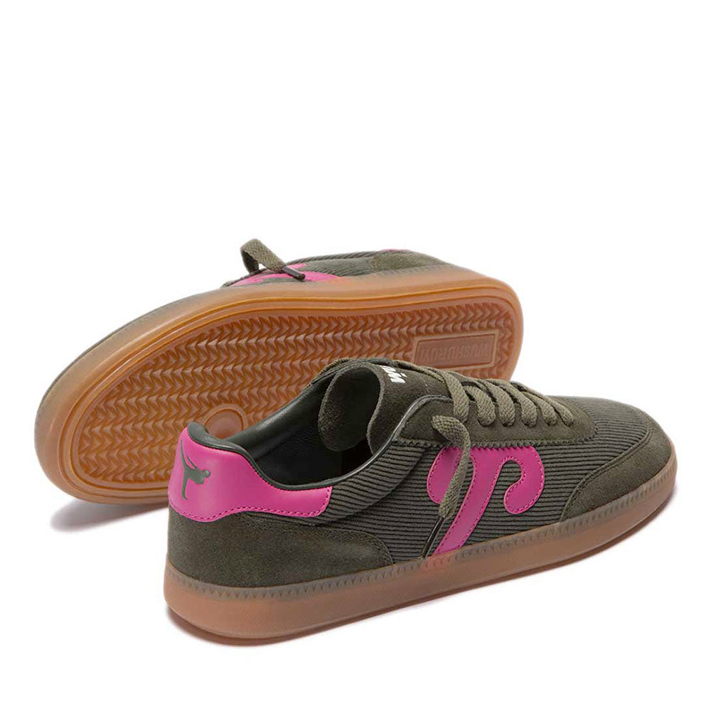 Sneakers Donna WUSHU RUYI Gong 76 in Suede Nylon e Pelle Oil Green e Fuxia