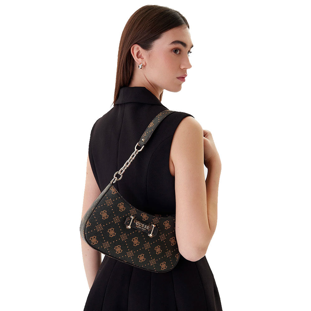 Borsa Donna a Spalla GUESS Linea Carrie Colore Espresso Logo