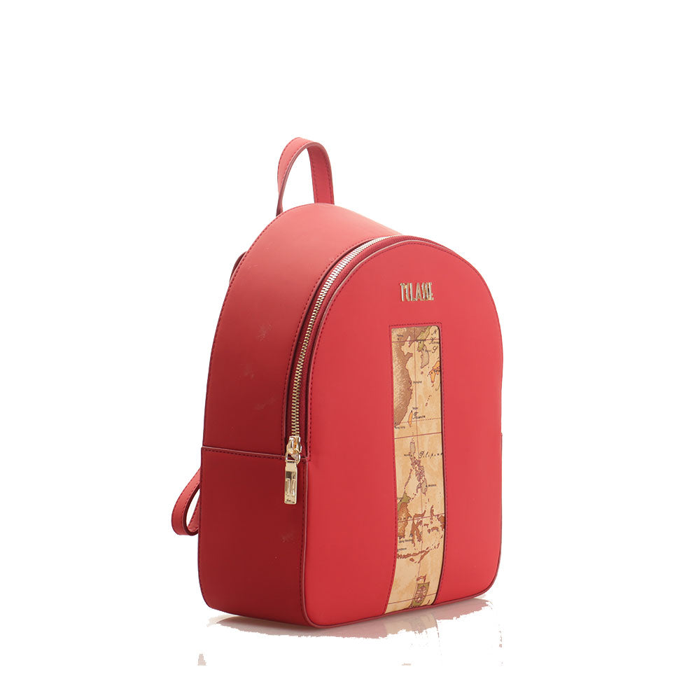 1A Classe Alviero Martini Damenrucksack Geo Joy-Linie aus rotem gummiertem Stoff GZ33