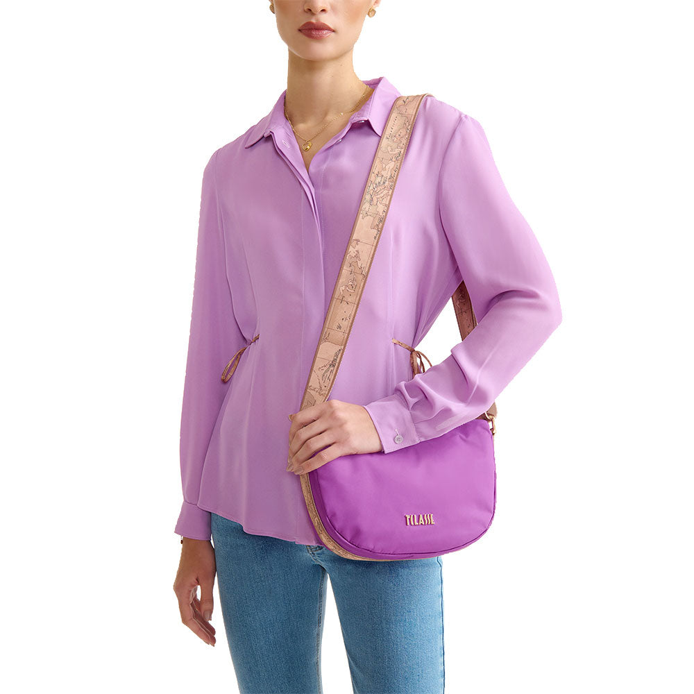 Mezzaluna Piccola a Tracolla 1A Classe Alviero Martini linea Breeze Nylon Viola GZ67