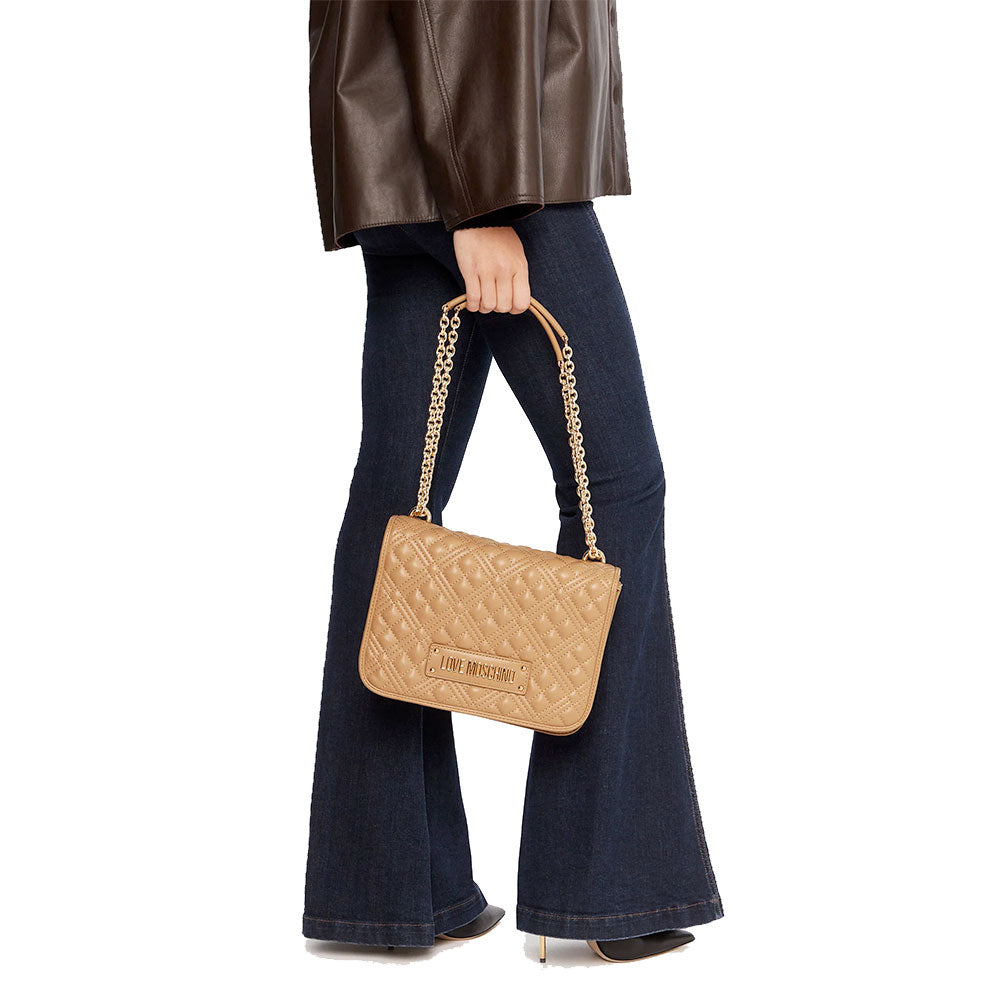 Borsa Donna a Spalla con Tracolla LOVE MOSCHINO linea Quilted Beige