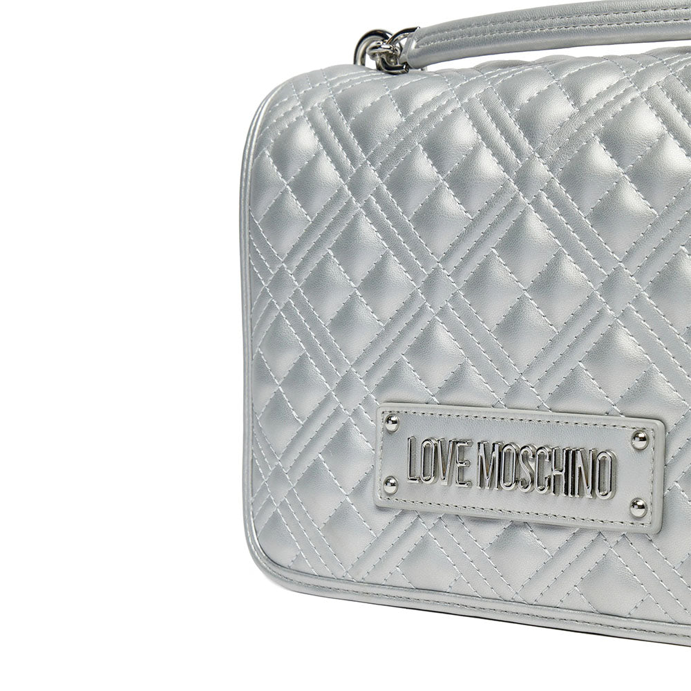 Borsa Donna a Spalla e Tracolla LOVE MOSCHINO linea Quilted Metallic Silver