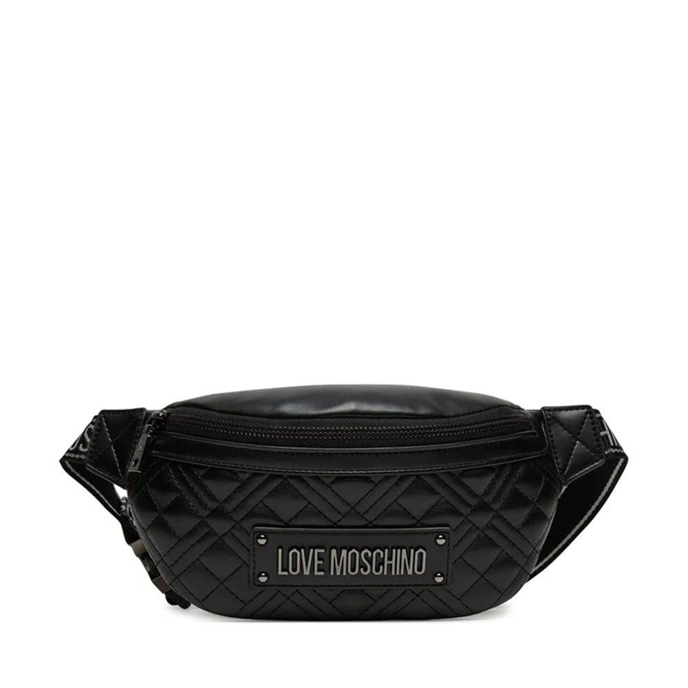 Marsupio Trapuntato LOVE MOSCHINO linea Lettering Logo Nero con Logo Canna di Fucile