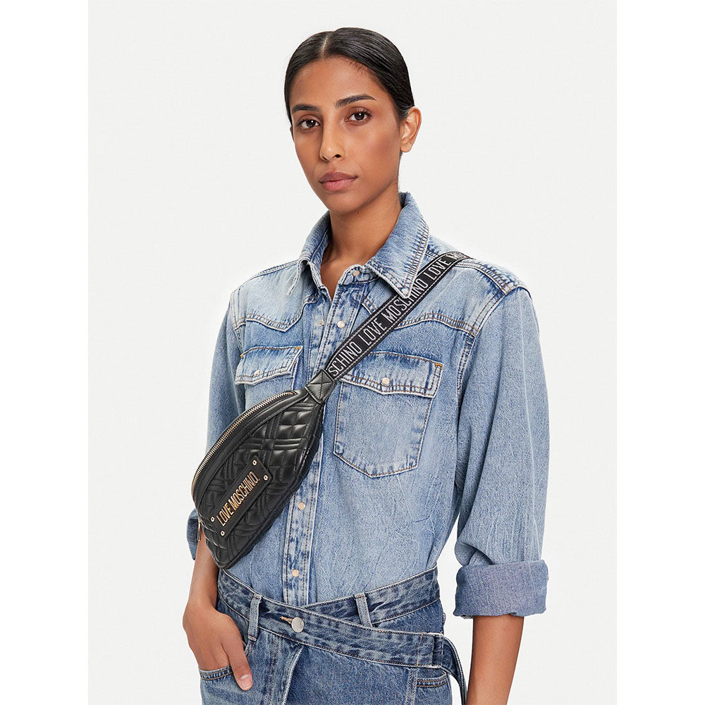 Marsupio Trapuntato LOVE MOSCHINO linea Lettering Logo Nero