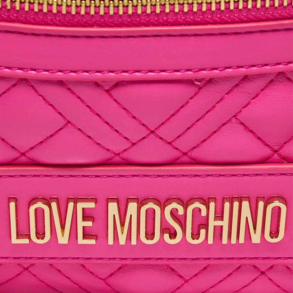 LOVE MOSCHINO gesteppte Gürteltasche mit Logo-Schriftzug in Fuxia