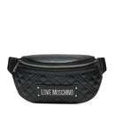 Marsupio Trapuntato LOVE MOSCHINO linea Lettering Logo Nero e Nikel