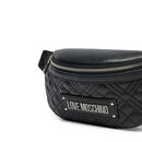 Marsupio Trapuntato LOVE MOSCHINO linea Lettering Logo Nero e Nikel