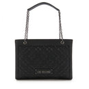 LOVE MOSCHINO Stepp-Einkaufstasche, schwarze Stepplinie mit Gunmetal-Logo